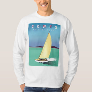 Camiseta impressão de poster de viagens de cowes.