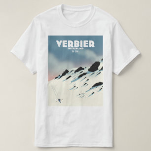 Camiseta impressão de poster de viagens de esqui de Verbie