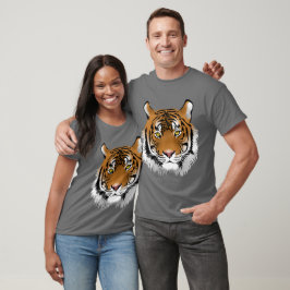 Camiseta Impressão de tigre artístico da cinza da selva