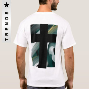 Camiseta Impressão de trás da dieta Abstrato verde preto