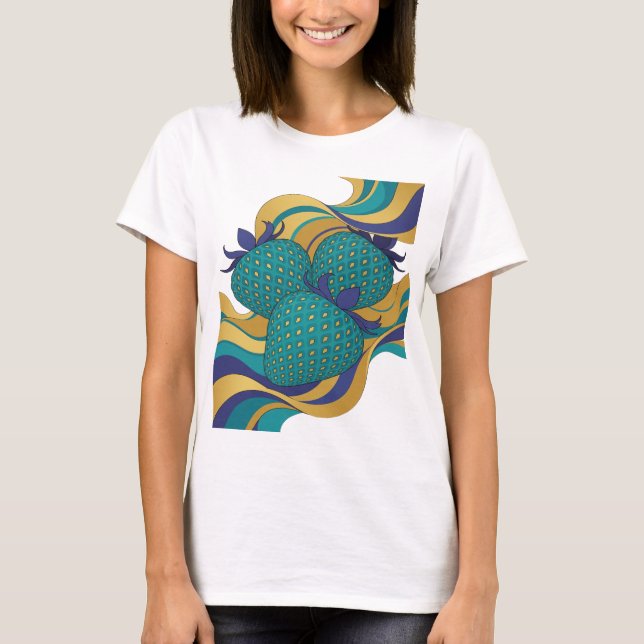 Camiseta Impressão de TRÊS MORANGOS AZUIS Sharp Blue (Frente)