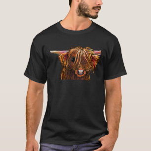 Camiseta Impressão de Vaca das Terras Altas Impressão Anima