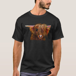 Camiseta Impressão de Vaca das Terras Altas Impressão Anima
