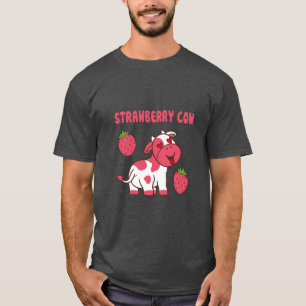 Camiseta Impressão de vaca de morango