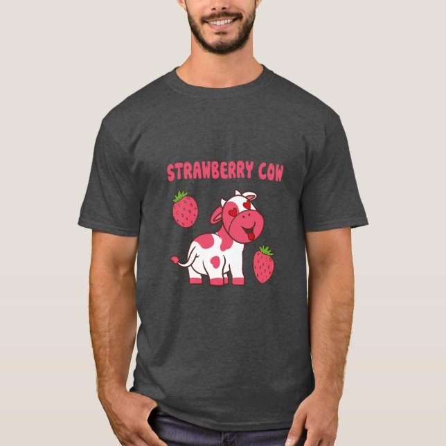 Camiseta Impressão de vaca de morango (Frente)