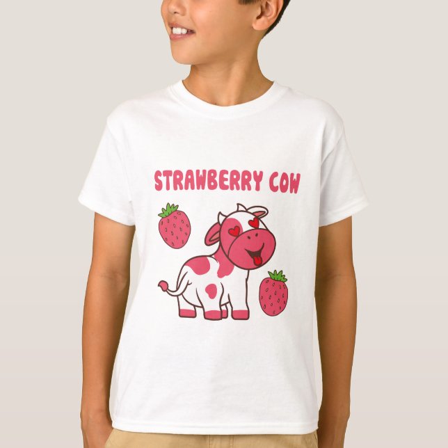 Camiseta Impressão de vaca de morango (Frente)