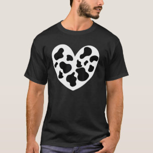 Camiseta Impressão de Vaca para Crianças Jovens Preto Branc