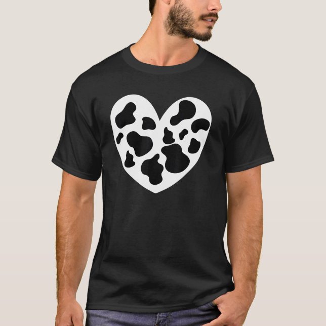Camiseta Impressão de Vaca para Crianças Jovens Preto Branc (Frente)