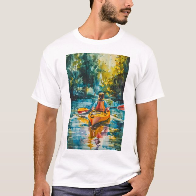 Camiseta Impressão de Watercolor Kayak (Frente)