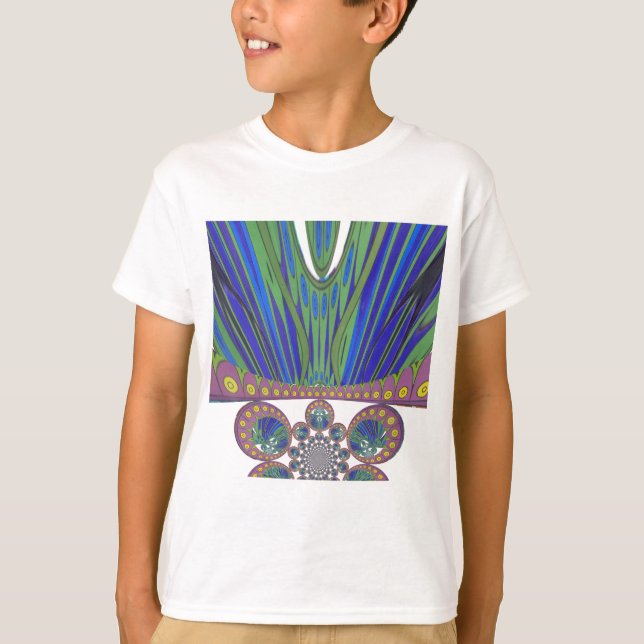 Camiseta Impressão Design de Arte Decorânea Azul Roxo (Frente)