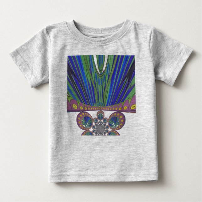 Camiseta Impressão Design de Arte Decorânea Azul Roxo (Frente)