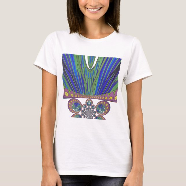 Camiseta Impressão Design de Arte Decorânea Azul Roxo (Frente)