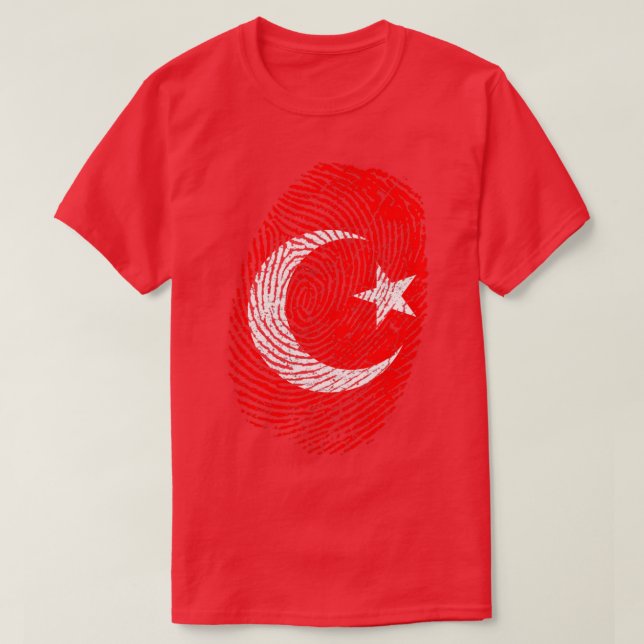 Camiseta Impressão Digital de Bandeira Turca (Frente do Design)