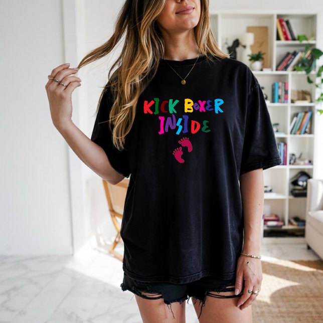 Camiseta Impressão digital de gravidez humorística colorida (Criador carregado)