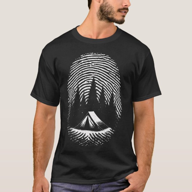 Camiseta Impressão Digital de Tenda - Camping de Vida Selva (Frente)