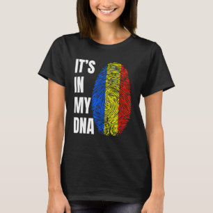 Camiseta Impressão digital DNA Biometria Romênia Bandeira