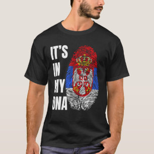 Camiseta Impressão digital DNA Biometria Sérvia Bandeira