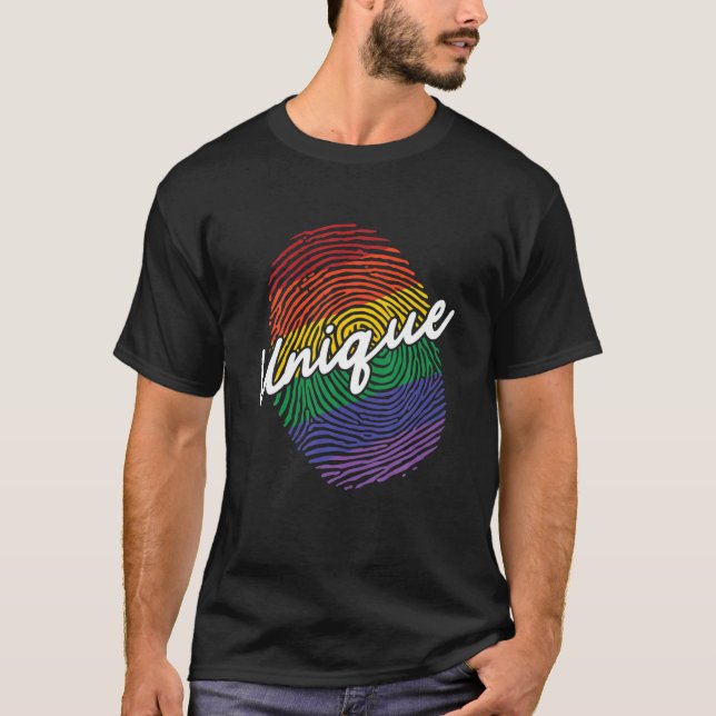 Camiseta Impressão digital exclusiva do arco-íris, LGBT (Frente)