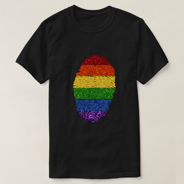 Camiseta Impressão digital LGBT do Arco-Íris (Frente do Design)