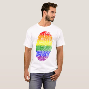 Camiseta Impressão digital orgulho gay do arco-íris