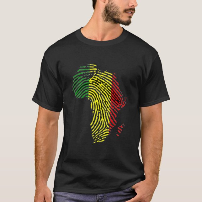 Camiseta impressão digital preta de África do mês da (Frente)