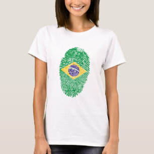 Camiseta Impressão digital sobre a bandeira do Brasil