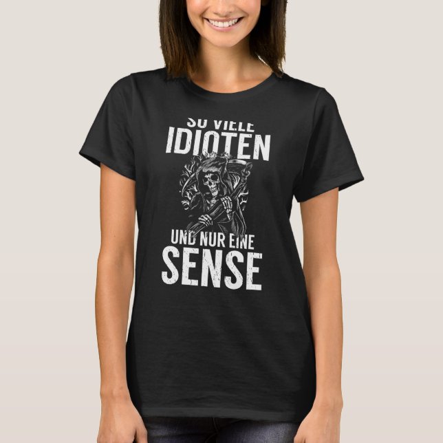 Camiseta Impressão digital Tantos idiotas e um senso de hum (Frente)