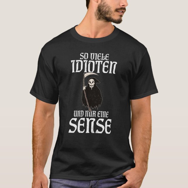 Camiseta Impressão digital Tantos idiotas e um senso de hum (Frente)