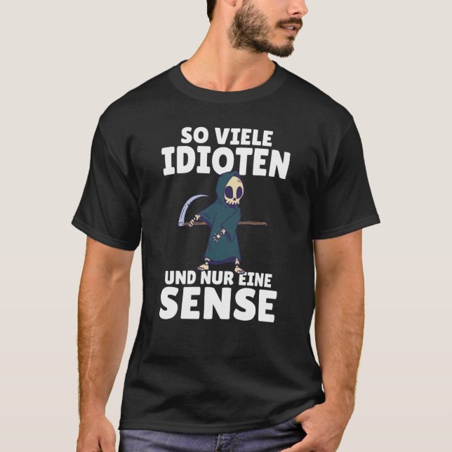 Camiseta Impressão digital Tantos idiotas e um senso de hum (Frente)