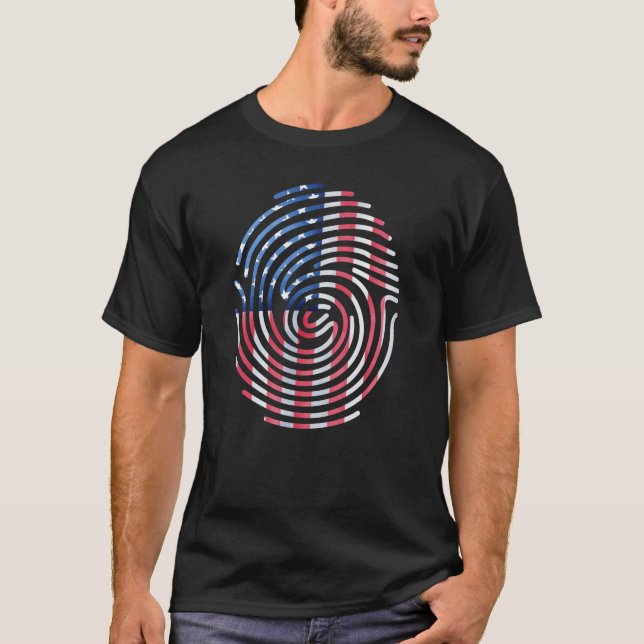 Camiseta Impressão digital usa bandeira americana 4 de julh (Frente)