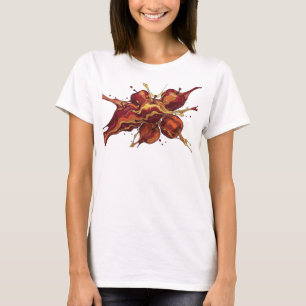 Camiseta Impressão Dinâmica de Moda de Maçã Abstrata Vermel