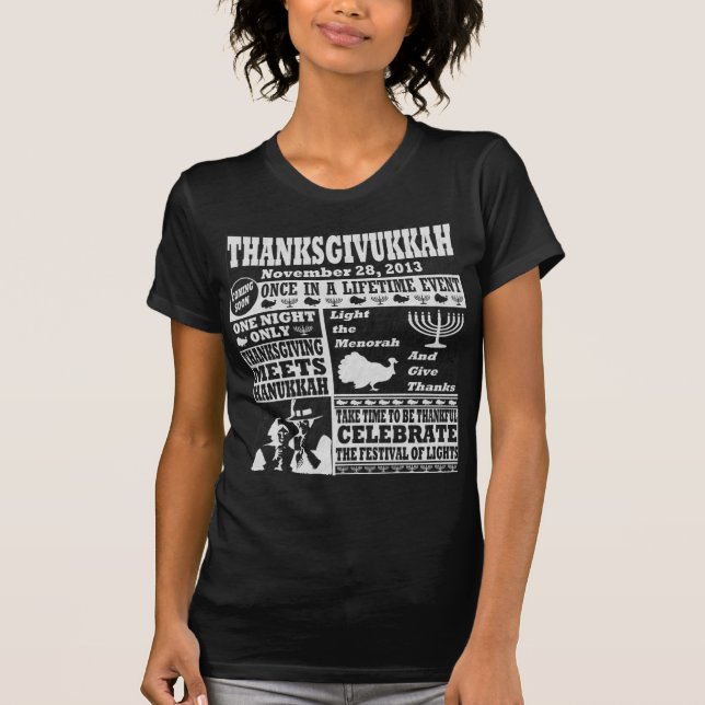 Camiseta Impressão do jornal de Celeberate Thanksgivukkah (Frente)