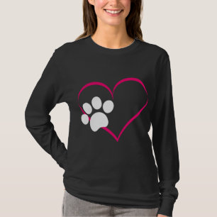 Camiseta Impressão E Coração Da Pata, Amantes De Cachorro E