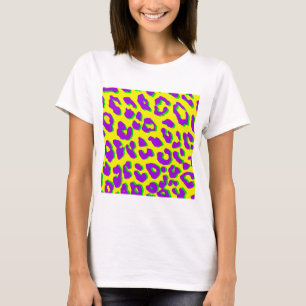 Camiseta Impressão em Leopardo Roxo Amarelo Verde