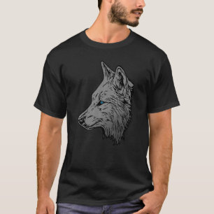 Camiseta Impressão facial de predador cabeça de lobo com an