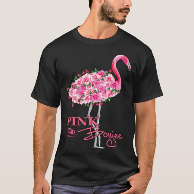 Camiseta Impressão Flamingo, Rosa E Boujee Cute (Frente)