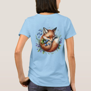 Camiseta Impressão Floral de Raposa Botânica da Floresta de