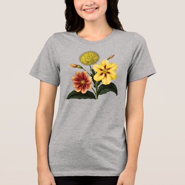 Camiseta Impressão Floral, Flores Botânicas, (Frente)