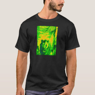 Camiseta Impressão Fluorescente de Arte Lion de Visão Notur
