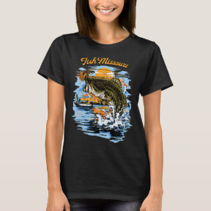 Camiseta Impressão gráfica de pesca de robalo de boca grand