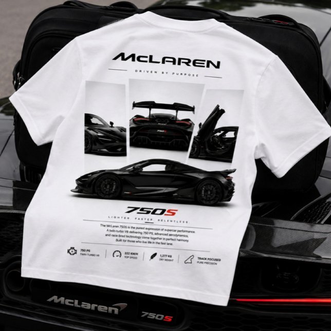 Camiseta Impressão Gráfica de Supercarro (McLaren 750S Supercar tee)