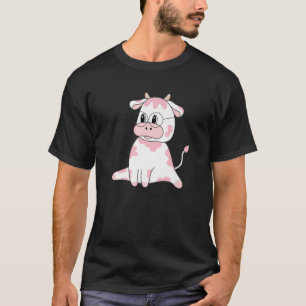 Camiseta Impressão Kawaii, Padrão Animal Feliz, Rosa, Né