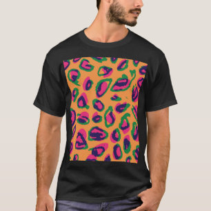 Camiseta Impressão Leopardo, Padrão Animal Colorido.
