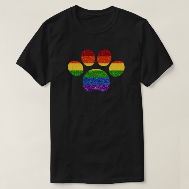 Camiseta Impressão LGBT Glitter Arco-Íris (Frente do Design)