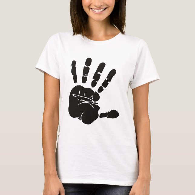 Camiseta Impressão Mão Preta (Frente)