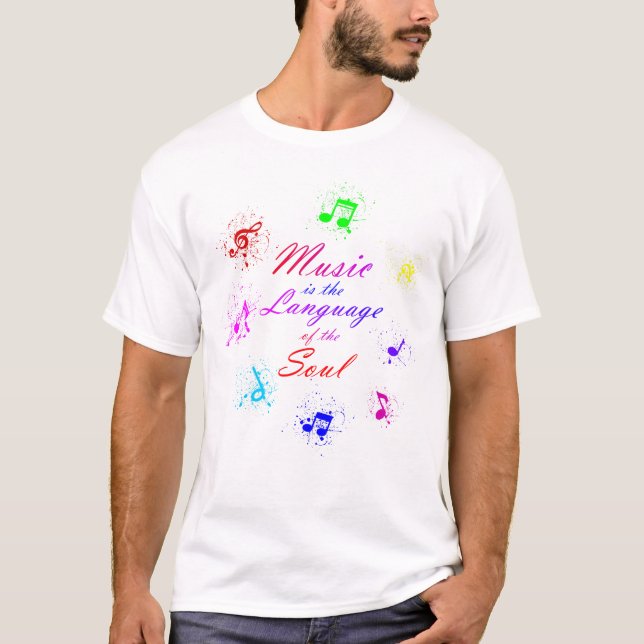 Camiseta Impressão musical com notas coloridas (Frente)