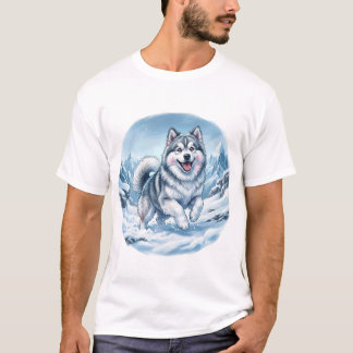 Camiseta Impressão no Peito de Cachorro na Montanha de Inve