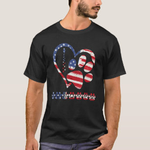 Camiseta impressão patriótica de cão e de pata de gato - ba