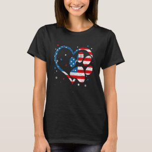 Camiseta Impressão Patriótica de Cão e Gato de Bandeira Ame