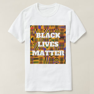 Camiseta Impressão PRETO de pano de Kente do africano da